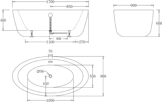 Акриловая ванна BelBagno BB67-1700