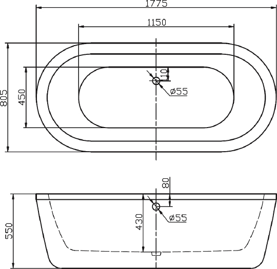 Акриловая ванна BelBagno BB12-1775