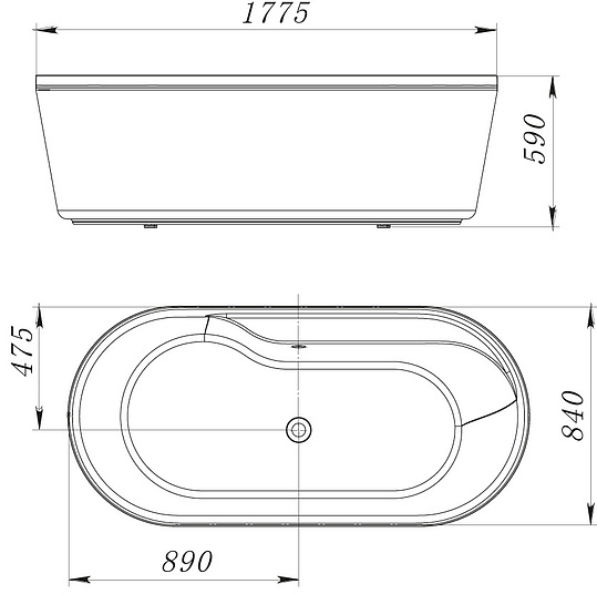 Акриловая ванна BelBagno BB14-K