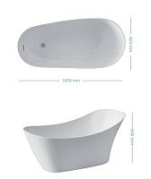 Kerasan Waldorf Ванна акриловая отдельностоящая 167x82 см, со сливом Clic-Clac, цвет: Bianco 743201