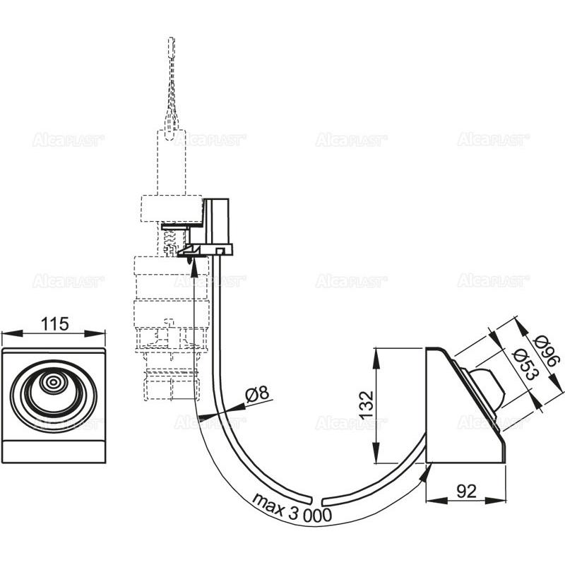 Alcaplast Панель пневматического смыва на расстоянии, ножное управление, металл MPO13