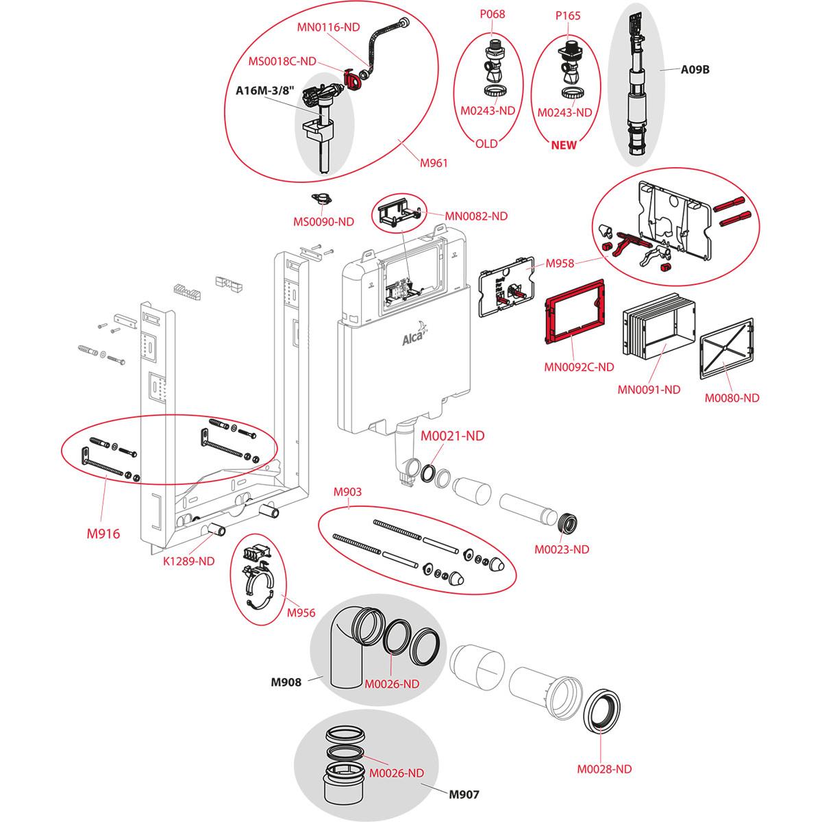 Alcaplast Скрытая система монтажного стеллажа, цвет: белый AM1115/1000