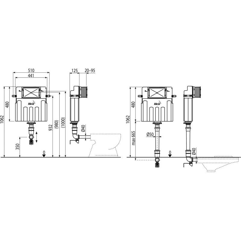 Alcaplast Бачок для замуровывания в стену, цвет: белый AM112W