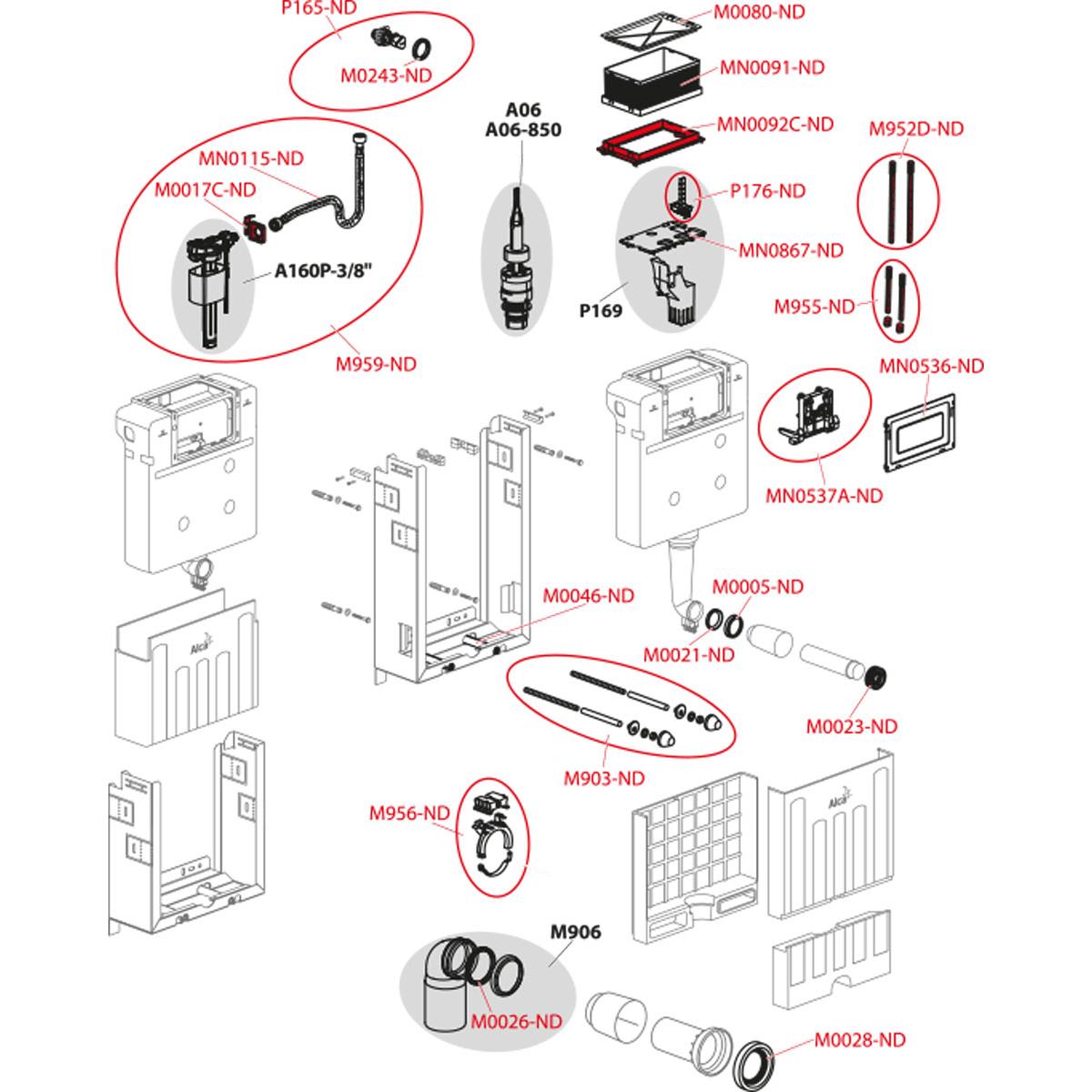 Alcaplast Скрытая система монтажного стеллажа, цвет: белый AM119/1000
