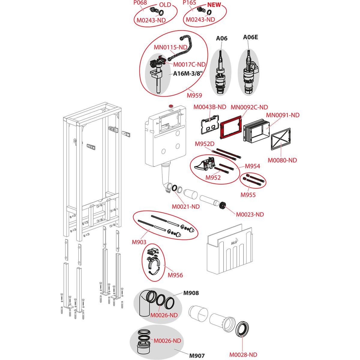 Alcaplast Скрытая система монтажного стеллажа, цвет: черный AM116/1300H