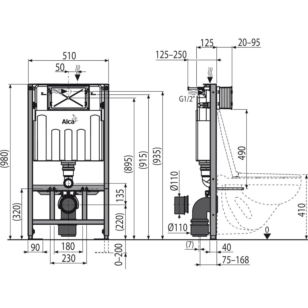 Alcaplast Скрытая система монтажного стеллажа, цвет: черный AM101/1000
