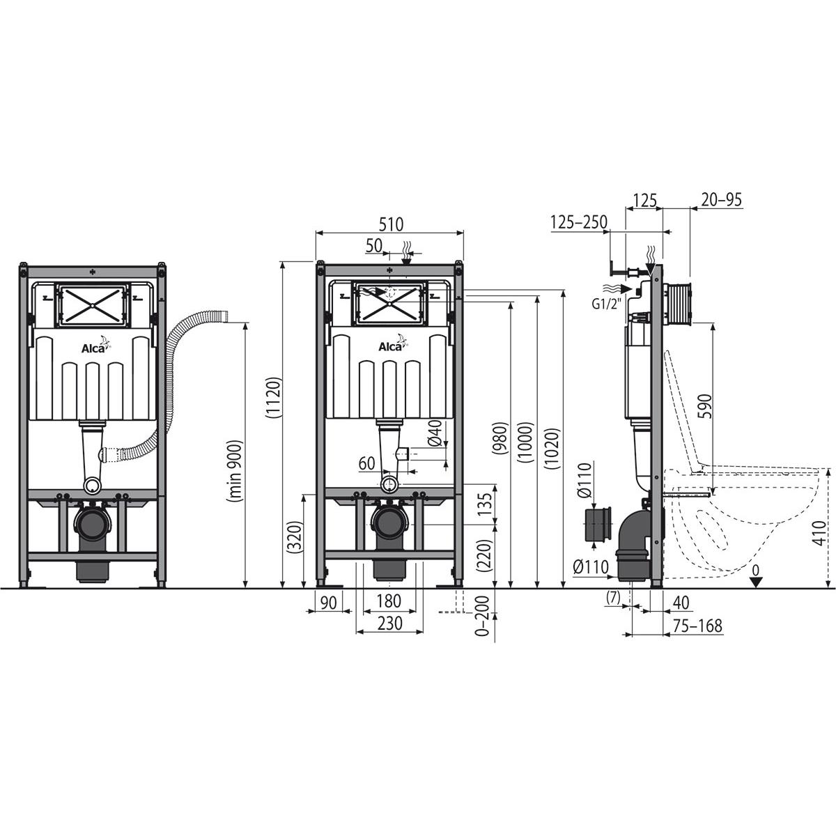 Alcaplast Скрытая система монтажного стеллажа, цвет: черный AM101/1120V