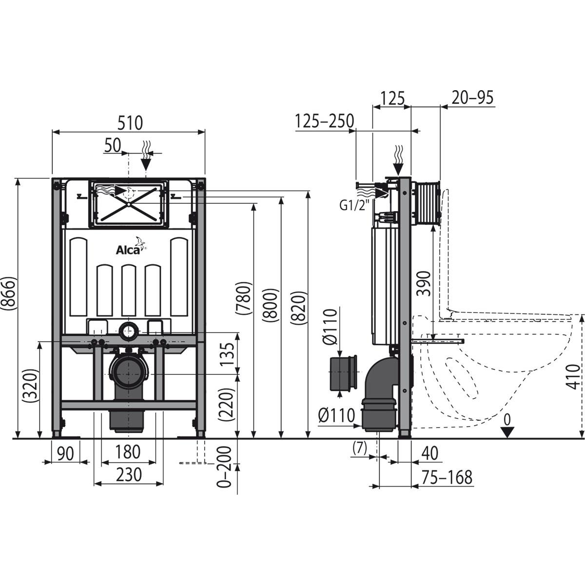 Alcaplast Скрытая система монтажного стеллажа, цвет: черный AM101/850-0001
