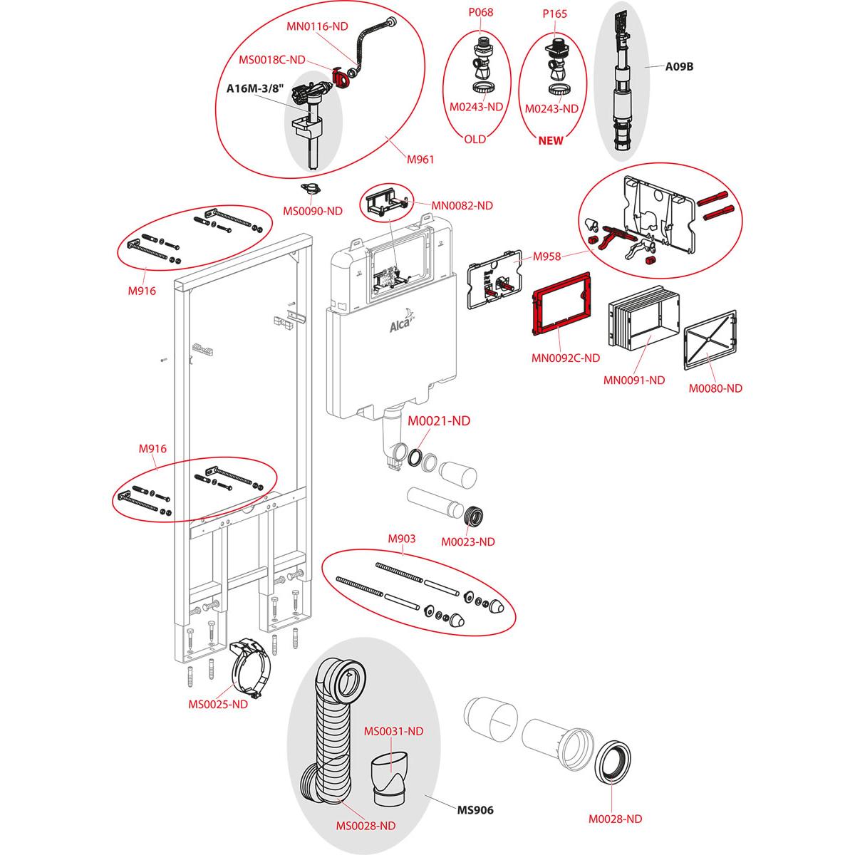 Alcaplast Скрытая система монтажного стеллажа, цвет: черный AM1101/1200