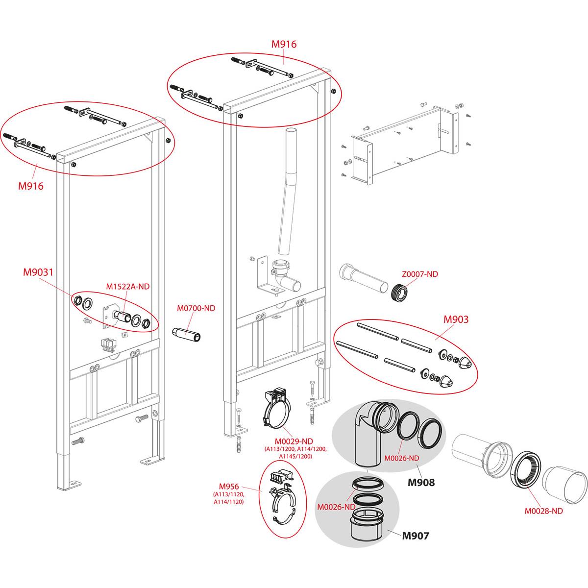 Alcaplast Монтажный стеллаж для подвесного унитаза, цвет: черный A113/1120