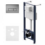 Am.Pm Pro Инсталляция для унитаза, глубина 23 см, клавиша, креплений, шумоиз., цвет: никель матовый I012704.8031