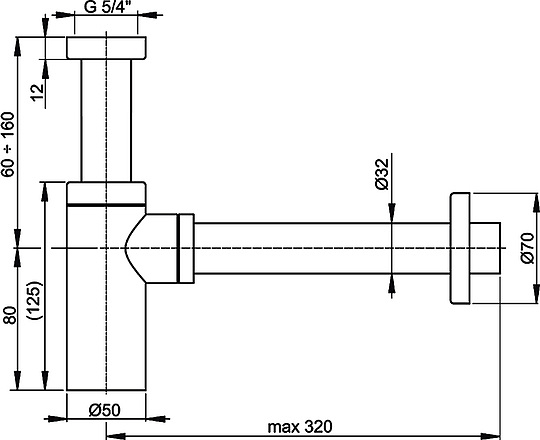 Alcaplast Сифон для умывальника Ø3,2 design, цвет: хром A400