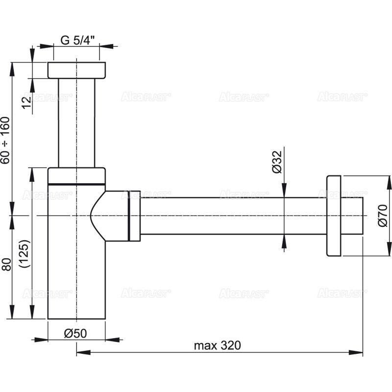 Alcaplast Сифон для умывальника Ø3,2 design, цвет: хром A400