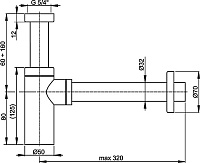 Alcaplast Сифон для умывальника Ø3,2 design, цвет: хром A400