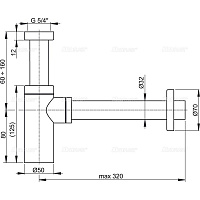 Alcaplast Сифон для умывальника Ø3,2 design, цвет: хром A400