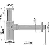 Alcaplast Сифон для умывальника Ø3,2 design, цвет: хром A400