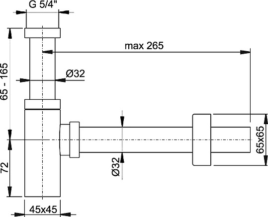 Alcaplast Сифон для умывальника Ø3,2 design, цвет: хром A401