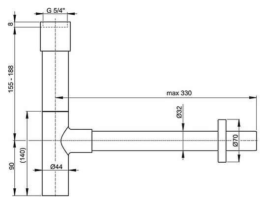 Alcaplast Сифон для умывальника Ø3,2 design, цвет: хром A402
