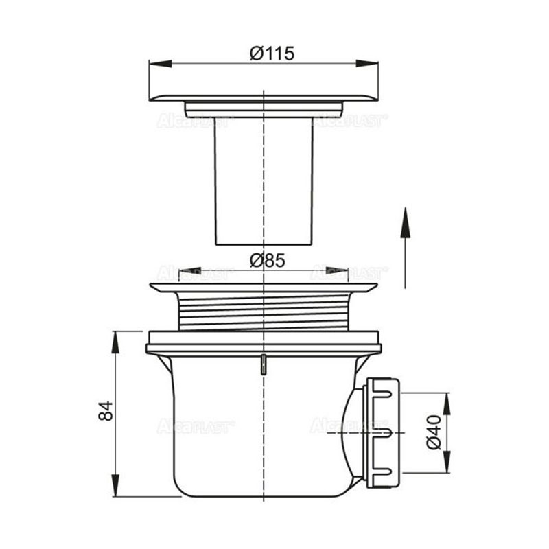 Alcaplast Cифон для душевого поддона с нержавеющей peшeткой, цвет: хром A48