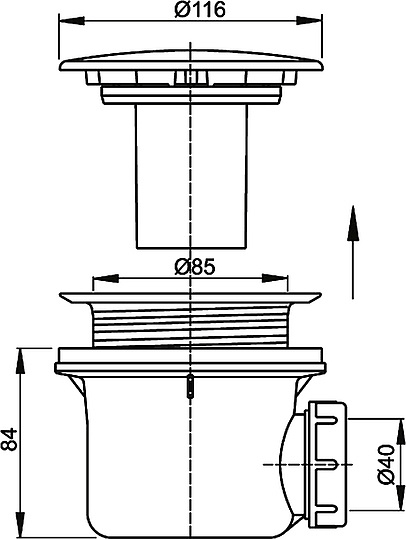 Alcaplast Сифон для душевого поддона, металл lux, цвет: хром A49K