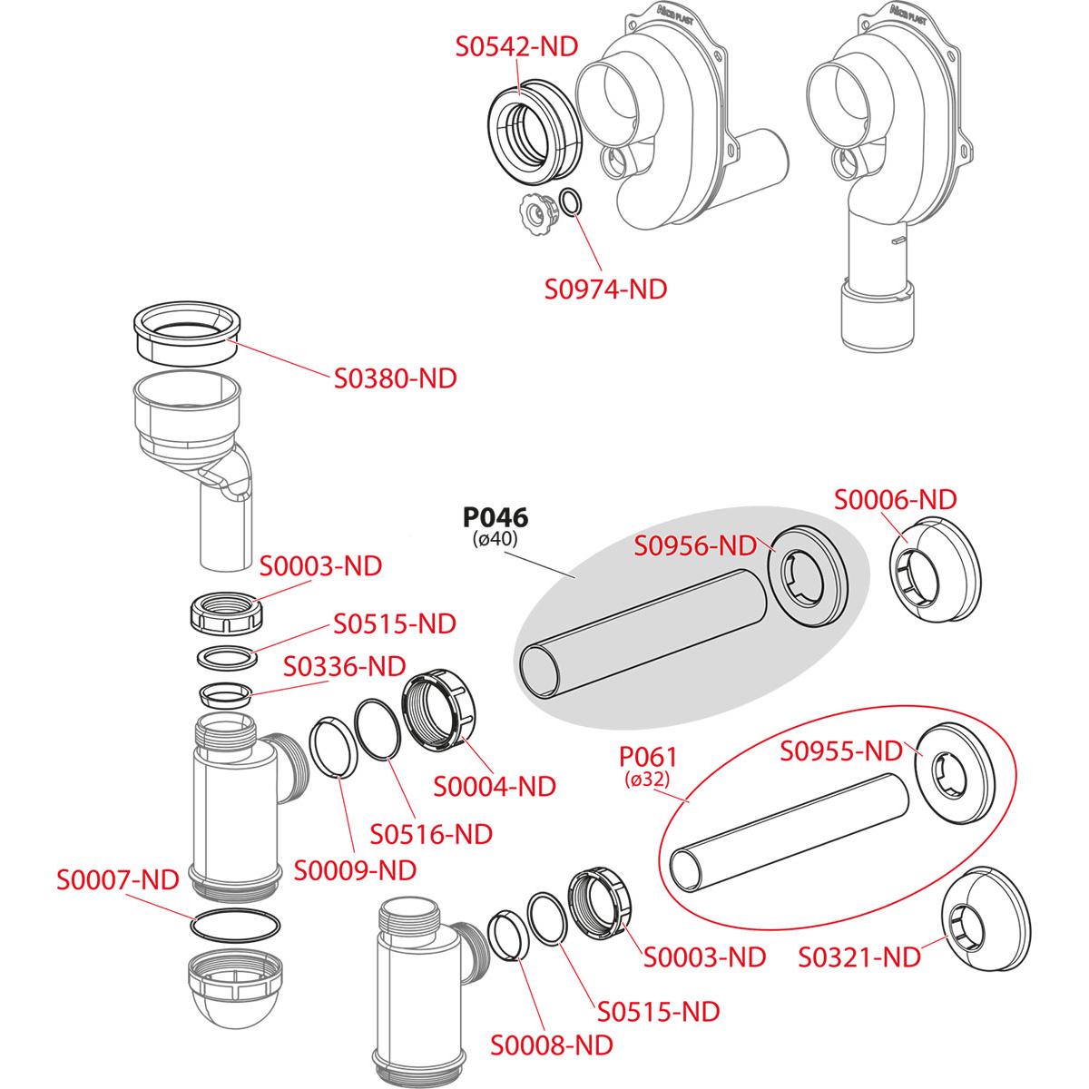 Alcaplast Cифон для писсуара горизонтальный, цвет: белый A45B