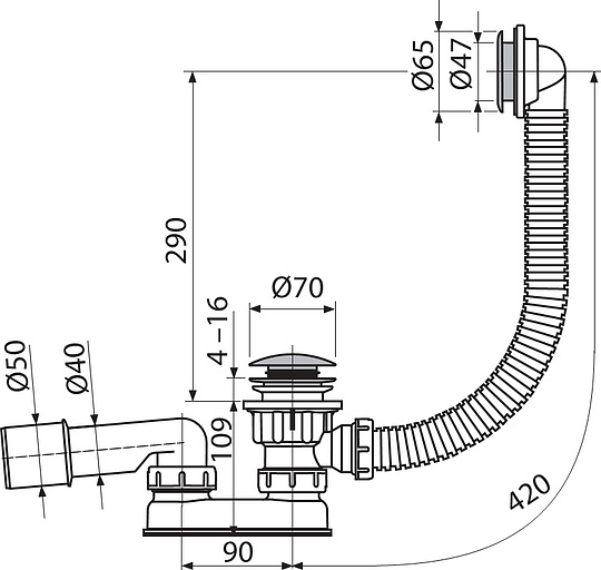 Alcaplast Сифон для душевого поддонa click/clack, цвет: хром A503KM