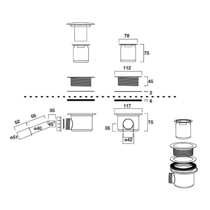Kerasan Retro Сифон для поддона d9 см, цвет: Oro 905691