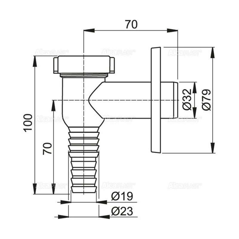 Alcaplast Сифон для стиральной машины наружный, цвет: хром APS1