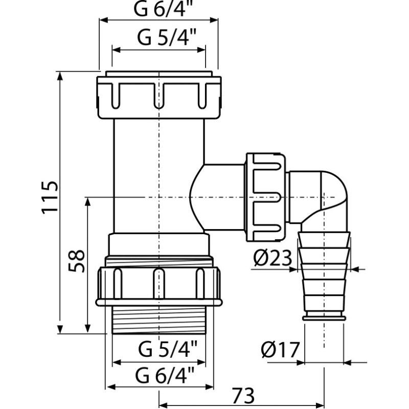 Alcaplast Переходник 5/4" с подводкой, цвет: белый A300