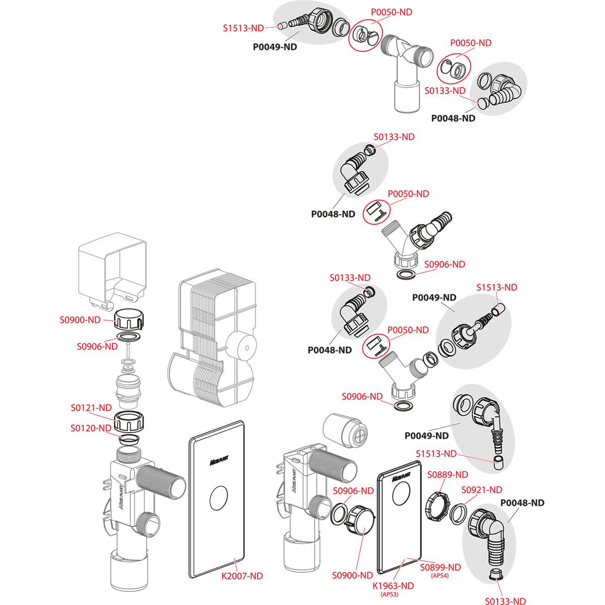Alcaplast Двойное колено G1"/1,7-2,3, цвет: белый P148
