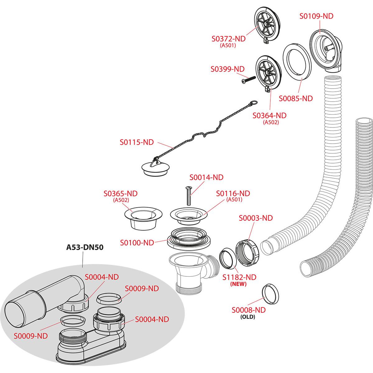 Alcaplast Сифон для ванны, цвет: белый A502