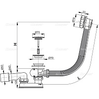 Alcaplast Сифон для ванны автомат комплект, металл, цвет: хром A55KM