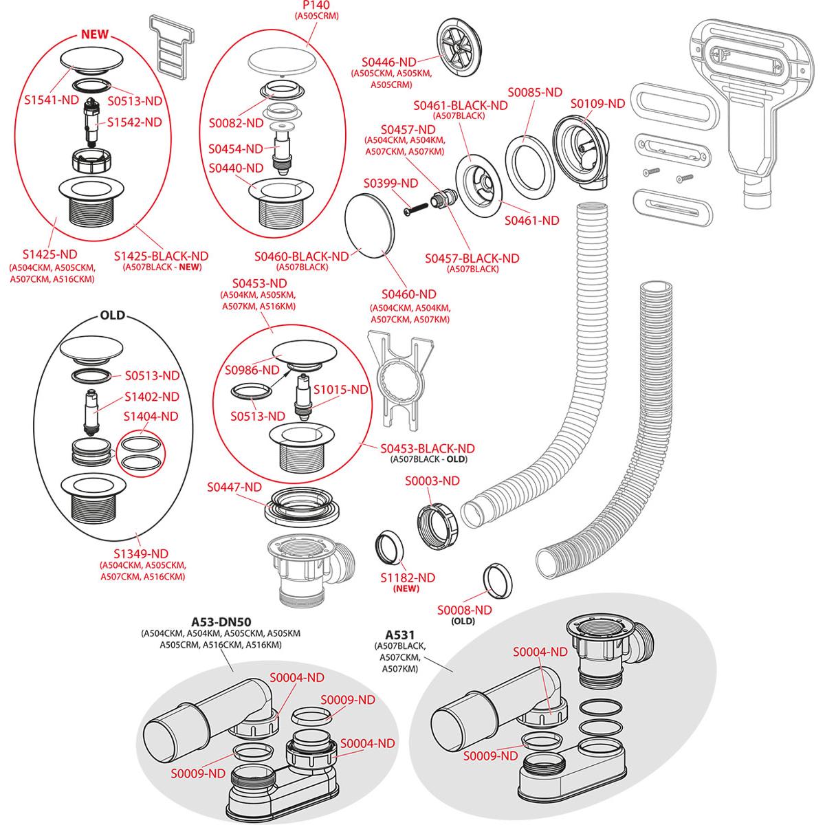 Alcaplast Сифон для ванны click/clack, пластик, цвет: хром A505CRM-120