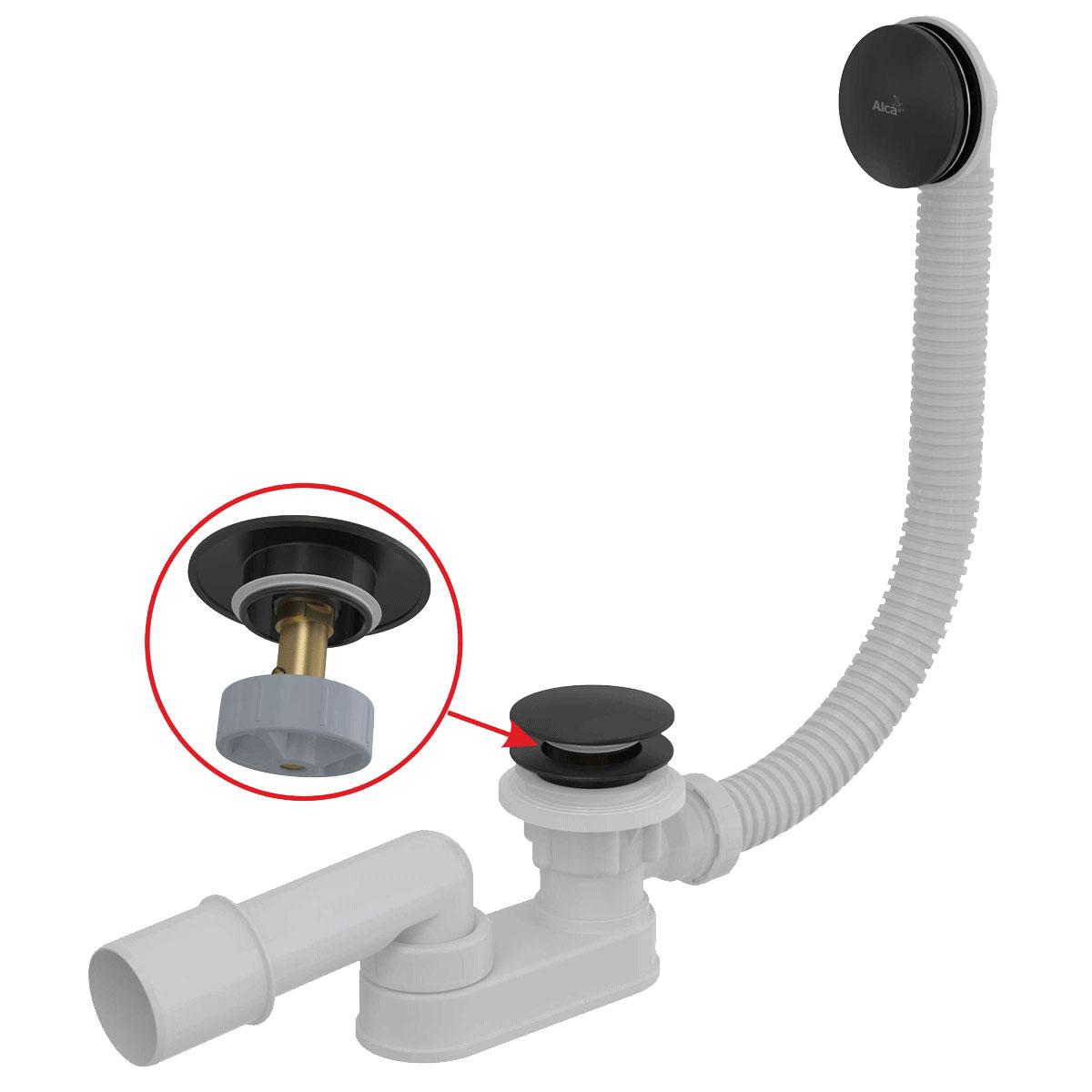 Alcaplast Сифон для ванны click/clack, цвет: черный A507BLACK