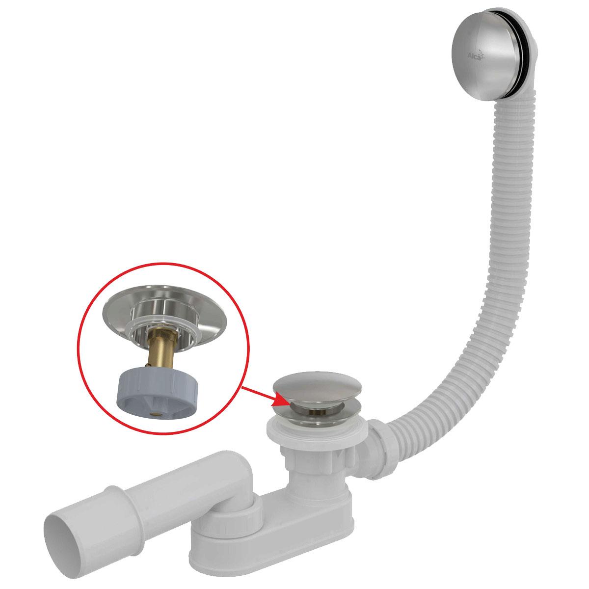 Alcaplast Сифон для ванны click/clack, металл, цвет: хром A507CKM-80