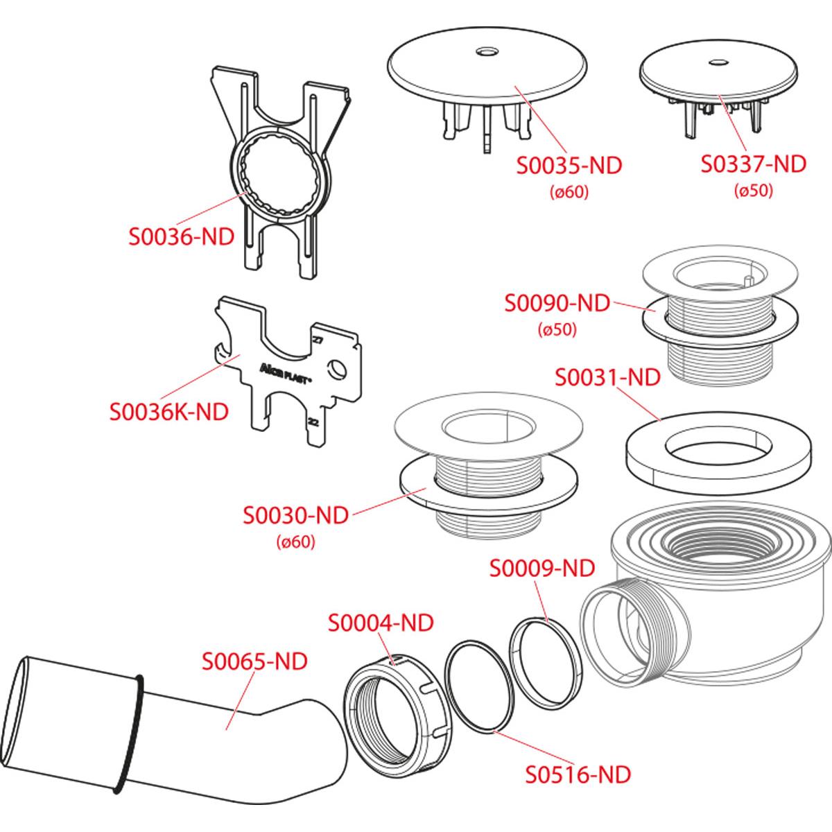 Alcaplast Выпускной комплект для душевого поддона заниженный, цвет: хром A471CR-50