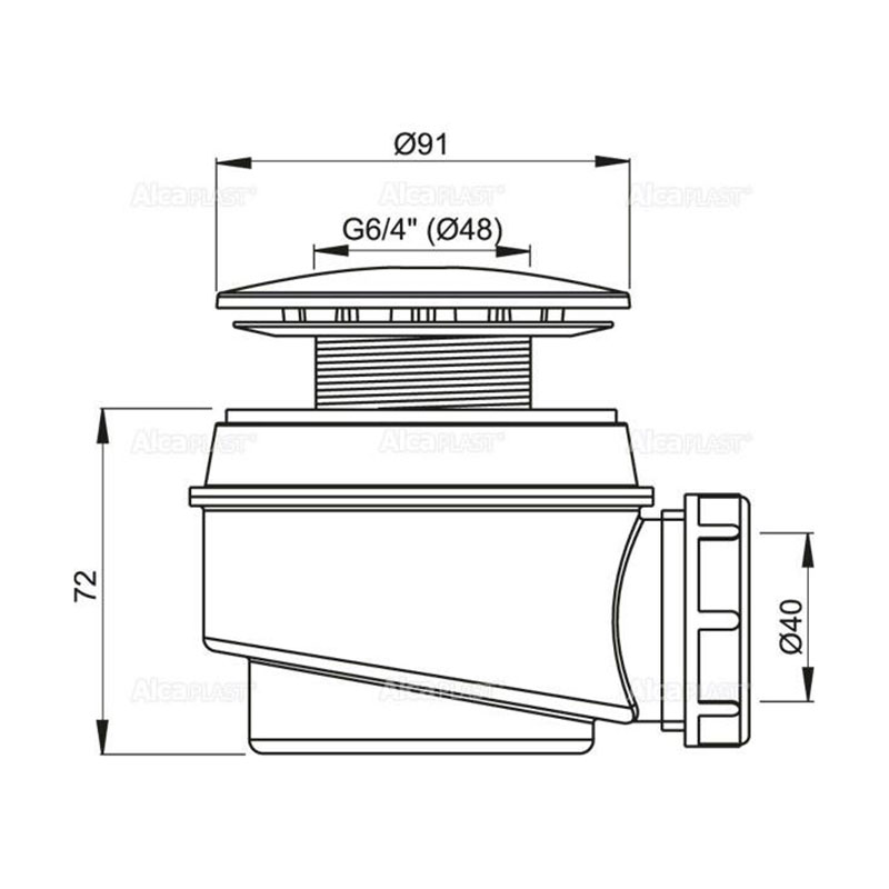 Alcaplast Сифон для душевого поддона, цвет: белый A47B-60