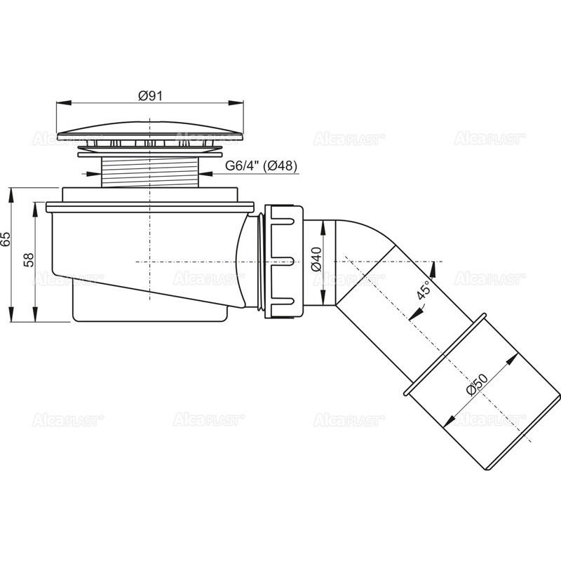 Alcaplast Выпускной комплект для душевого поддона заниженный, цвет: хром A471CR-60
