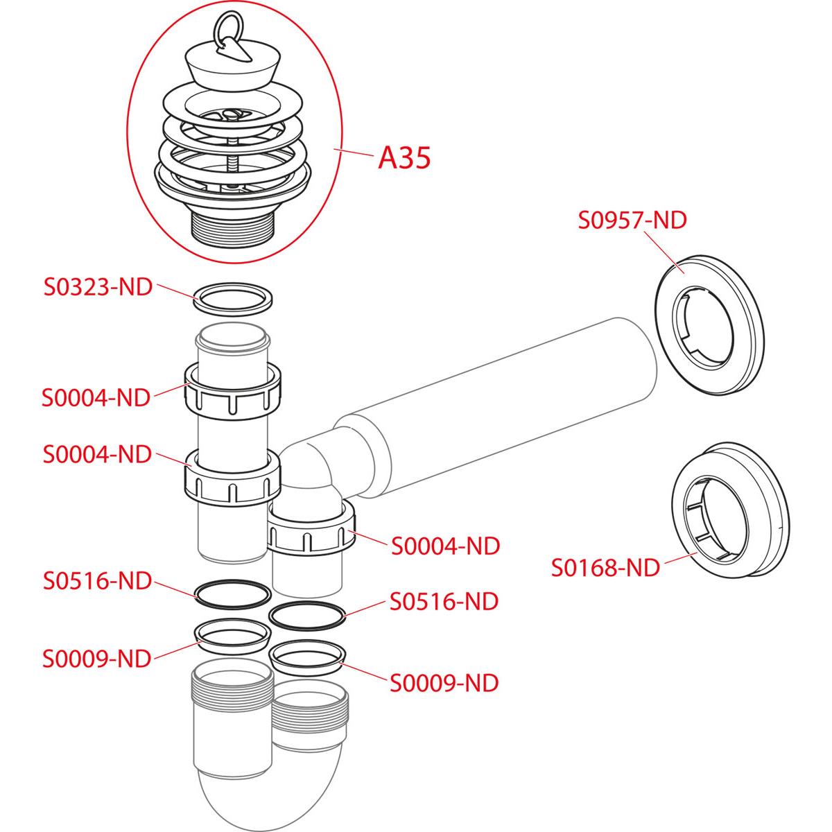 Alcaplast Выпускной комплект с гидрозатвором, цвет: хром A464-DN50