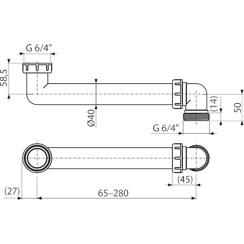 Alcaplast Соединение экономящие пространство 6/4", цвет: белый P109