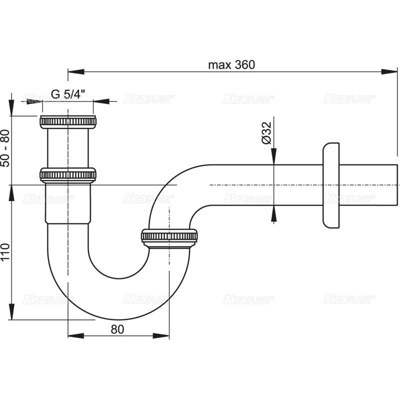 Alcaplast Сифон для биде Ø3,2, металл, цвет: хром A45E
