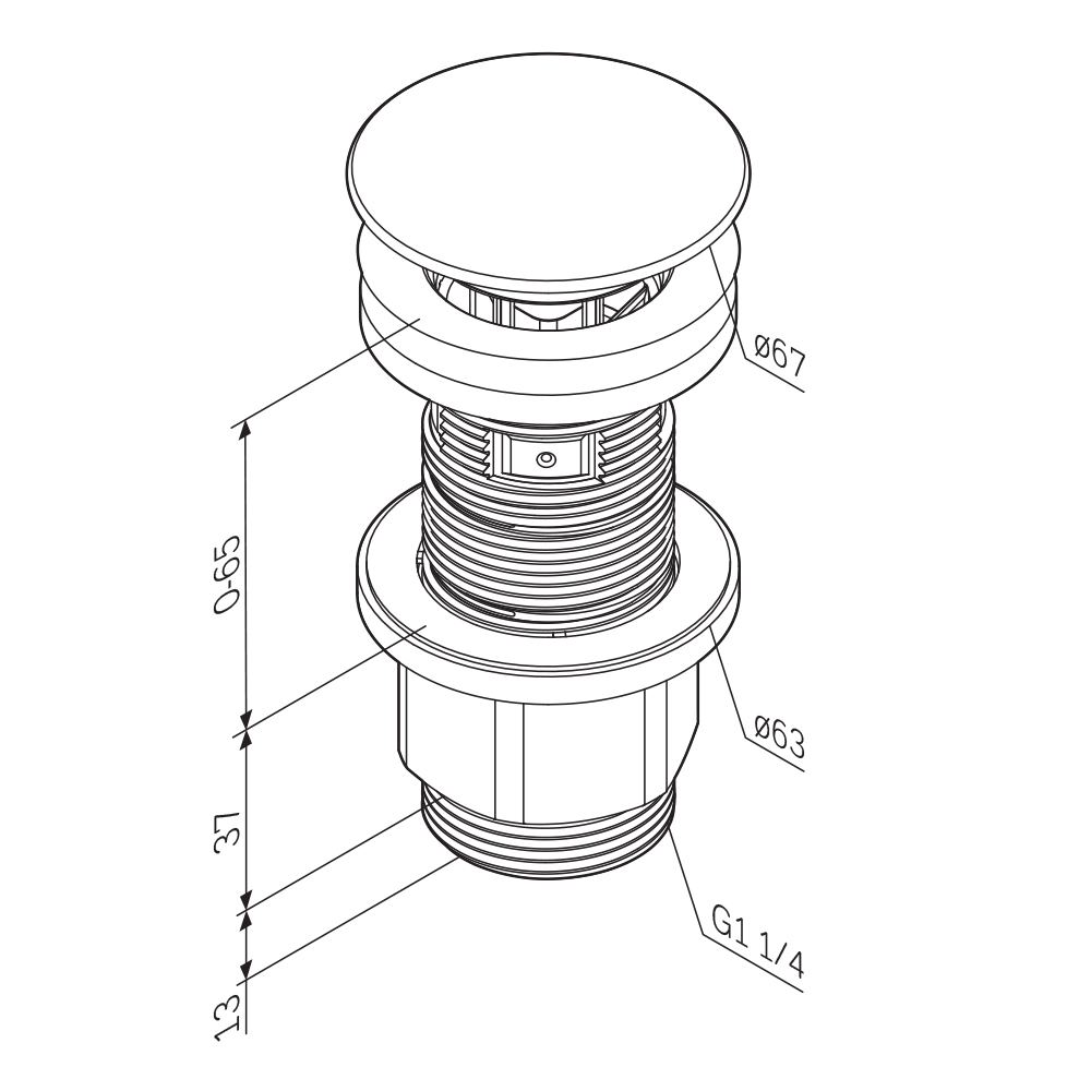 Am.Pm Донный клапан click-clack универсальный, цвет: хром глянцевый F070M100