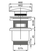 Cezares Донный клапан с переливом click-clack, цвет: хром CZR-SAT5-01
