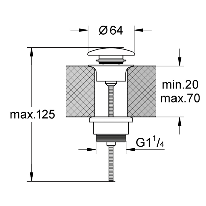 Kerasan Nolita Донный клапан Click-Clack, универсальный с керамич. крышкой, цвет: nocciola matt 923381