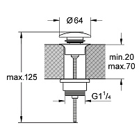 Kerasan Nolita Донный клапан Click-Clack, универсальный с керамич. крышкой, цвет: nocciola matt 923381