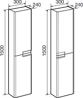 Roca Victoria Nord Black Edition Шкаф-пенал 30х150h см, подвесной, с 2 дверцами, цвет: черный глянец ZRU9000095