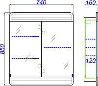 Зеркало-шкаф Aqwella Corsica 74 Kor.04.07