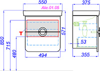Aqwella Аликанте 55 Тумба, цвет: седой дуб Alic.01.05/Gray