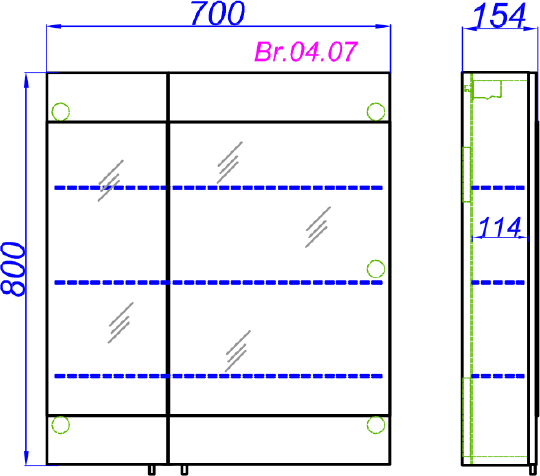 Зеркало-шкаф Aqwella Brig 70 белое Br.04.07/W
