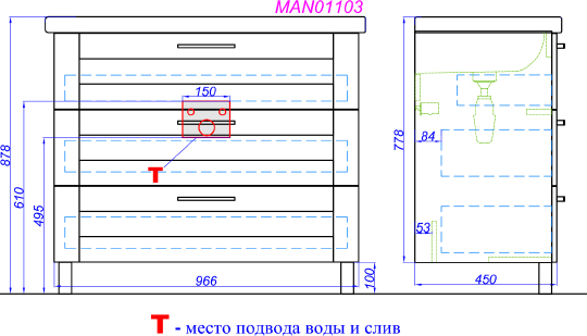 Aqwella Manchester 100 Тумба для комплекта, напольная MAN01103